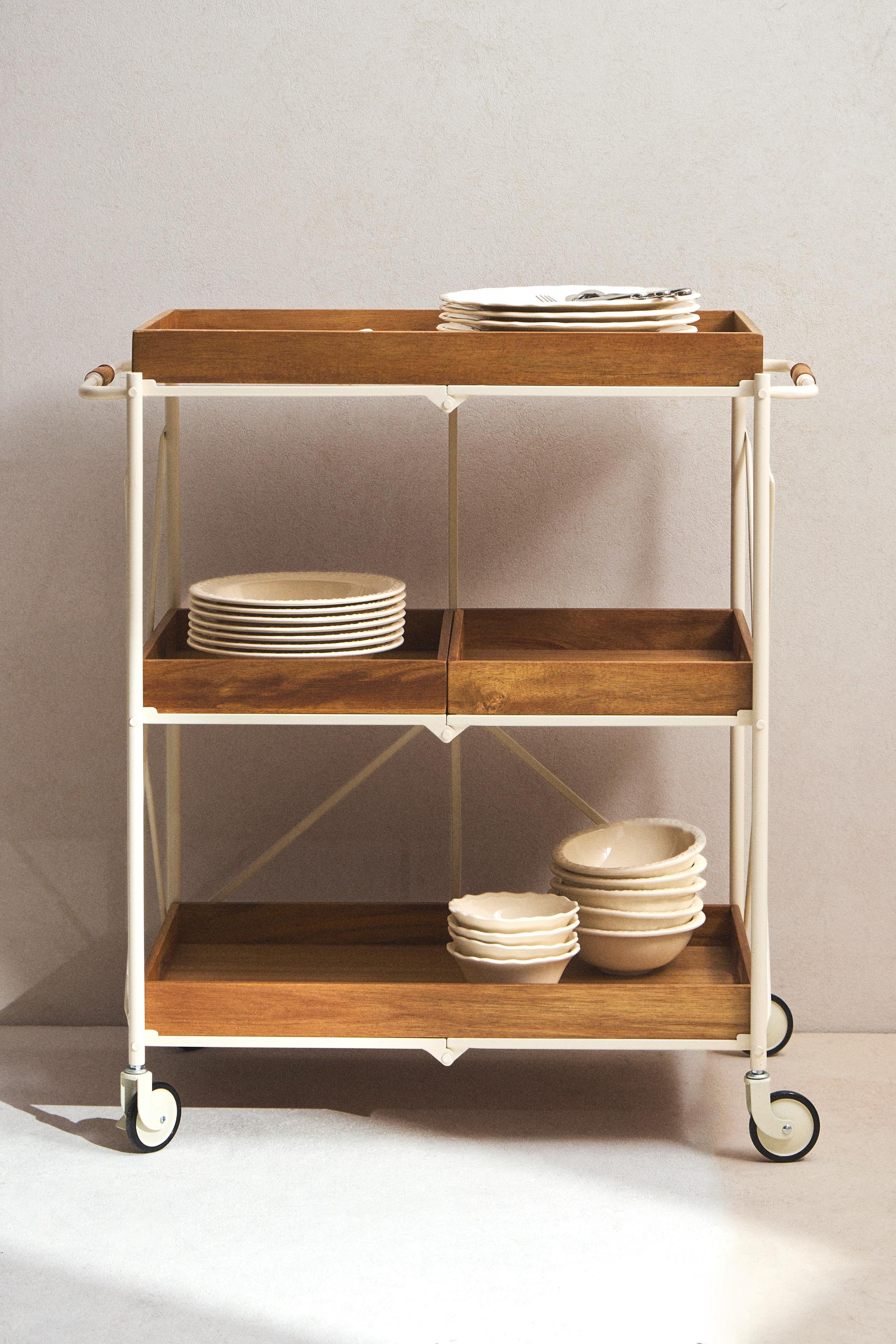 DESSERTE PLIABLE MÉTAL ET BOIS